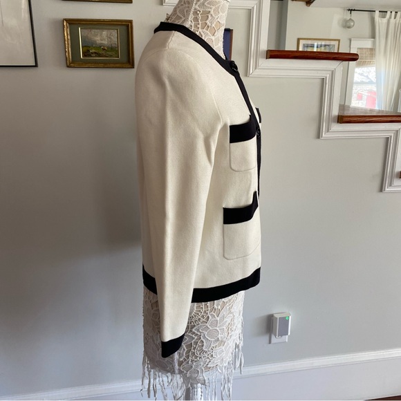 KATE SPADE ♠️ Classic Sweater Jacket Medium off White & Black - Picture 2 of 4